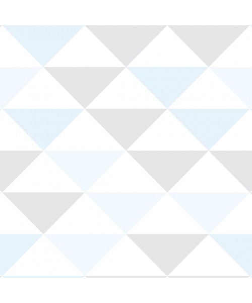 Papel De Parede Adesivo Geométrico - Triângulo Azul Claro Cinza E Branco