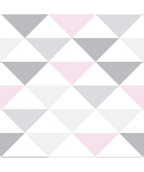 Papel De Parede Adesivo Geométrico - Geométrico Triângulo Cinza Rosa