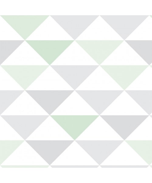 Papel De Parede Adesivo Geométrico - Geométrico Triângulo Verde Cinza