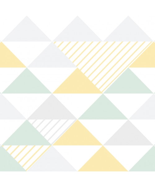 Papel De Parede Adesivo Geométrico - Geométrico Triângulos Verde Amarelo