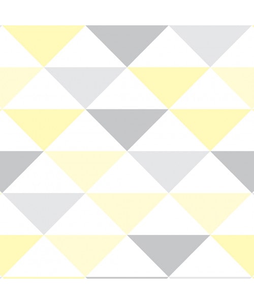 Papel De Parede Adesivo Geométrico - Geométrico Triângulos Amarelo Branco E Cinza