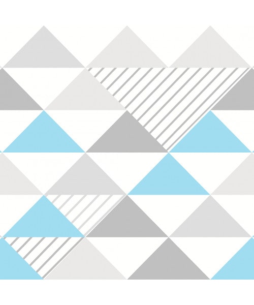 Papel De Parede Adesivo Geométrico - Geométrico Triângulos Cinza Azul
