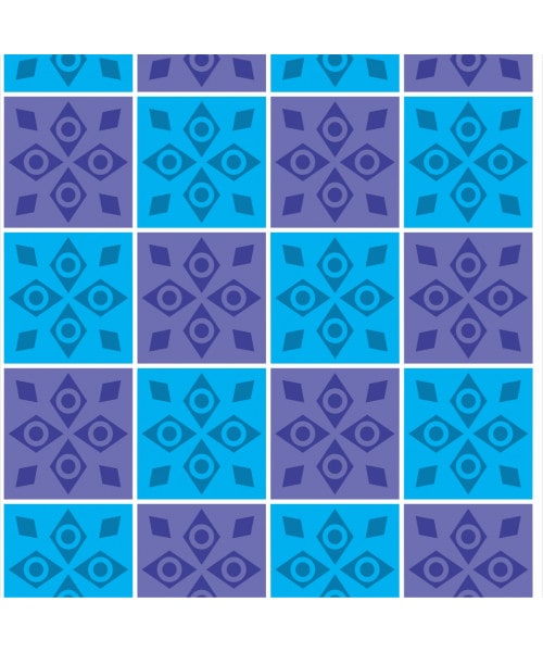 Papel De Parede Adesivo Geométrico - Geométrico Azul Lilás Azulejo