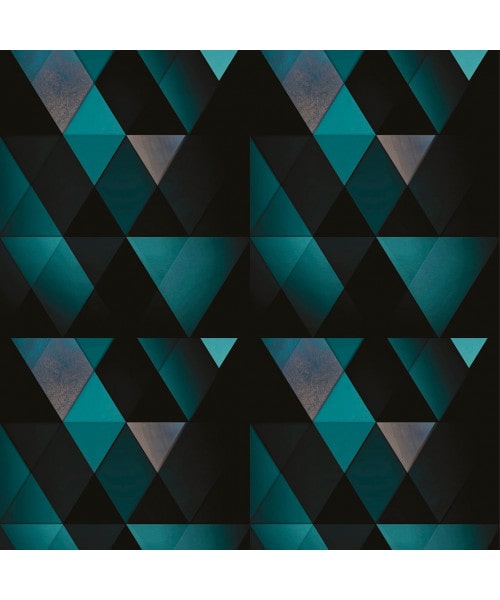 Papel De Parede Adesivo Geométrico - Geométrico Triângulos Preto Azul