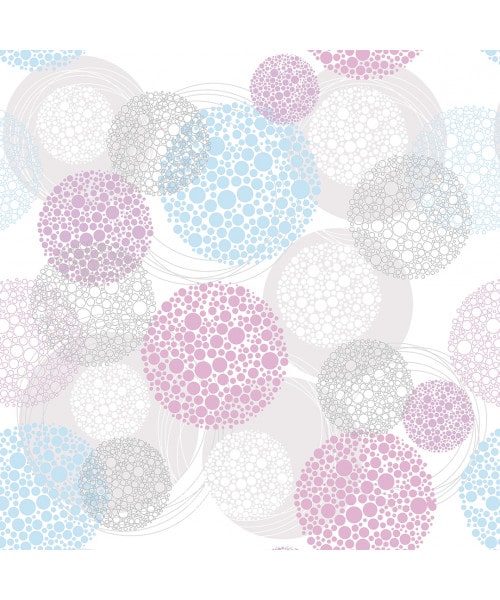 Papel De Parede Adesivo Geométrico - Geométrico Abstrato Bolas Rosas Azul