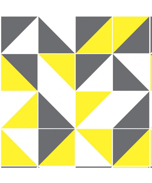 Papel De Parede Adesivo Geométrico - Geométrico Triângulo Amarelo Branco Cinza