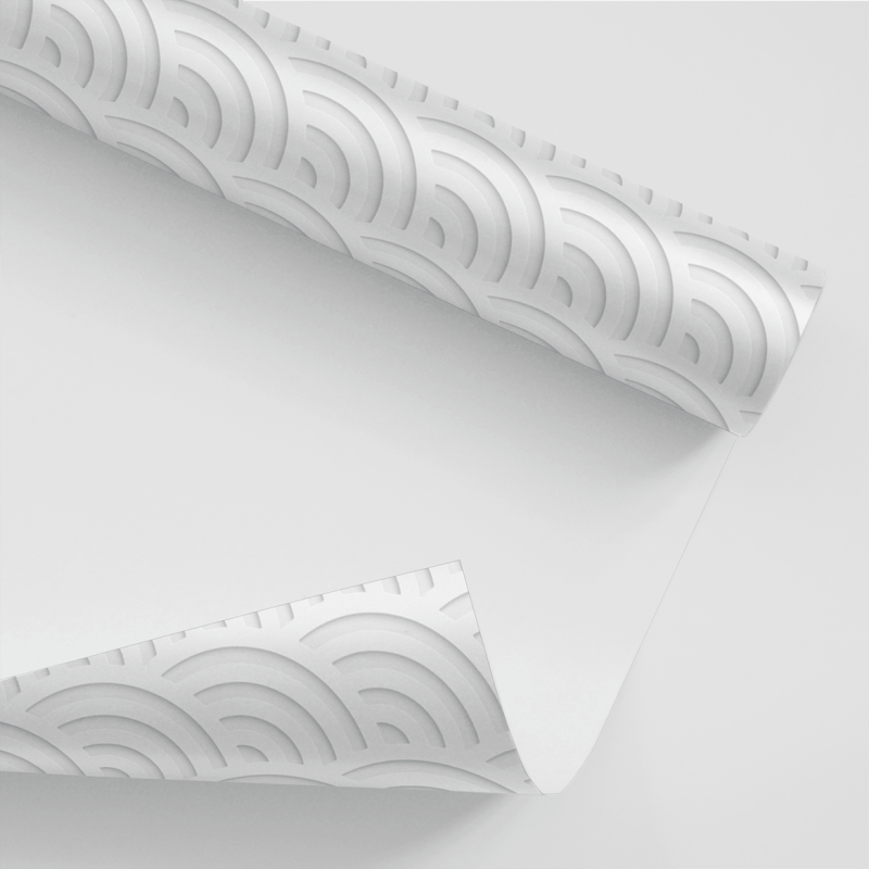 Papel De Parede Adesivo Efeito Gesso 3D - Ondas Branco Gelo