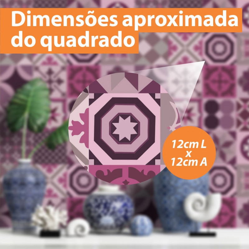 Papel De Parede Adesivo Azulejo - Azulejo Português Rosa E Roxo