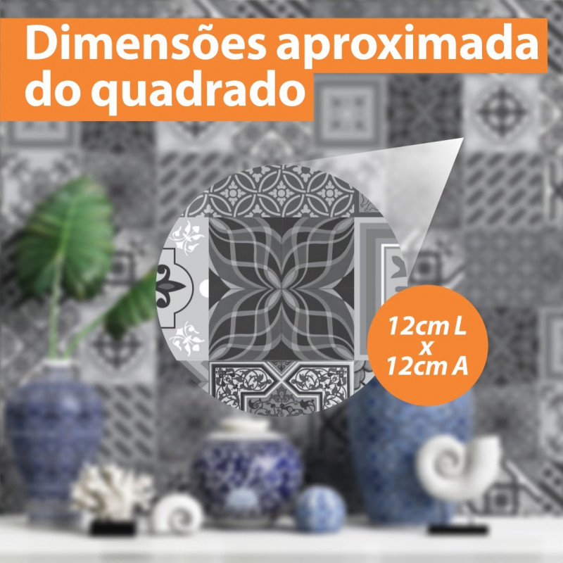 Papel De Parede Adesivo Azulejo - Azulejo Português Tons Cinza Preto