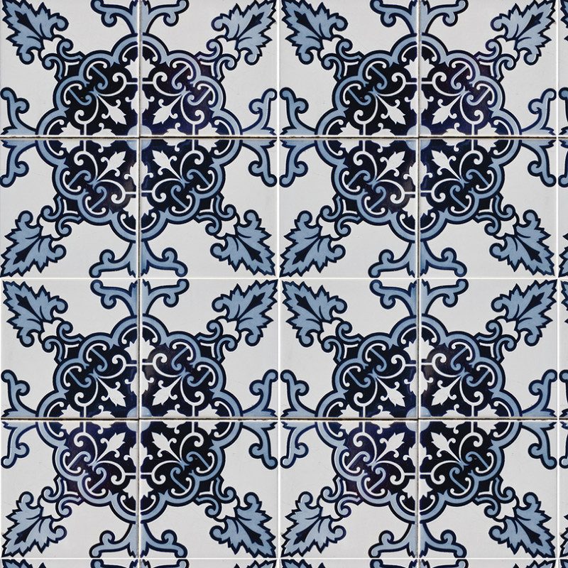 Papel De Parede Adesivo Azulejo - Azulejo Colonial Azul Cinza