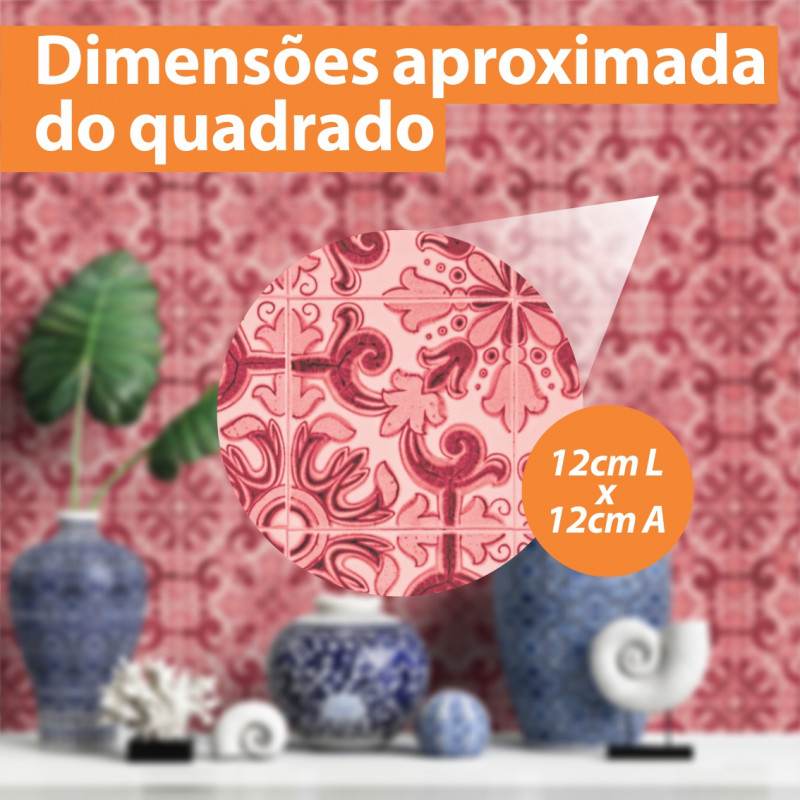 Papel De Parede Adesivo Azulejo - Azulejo Português Mix Tons Rosas