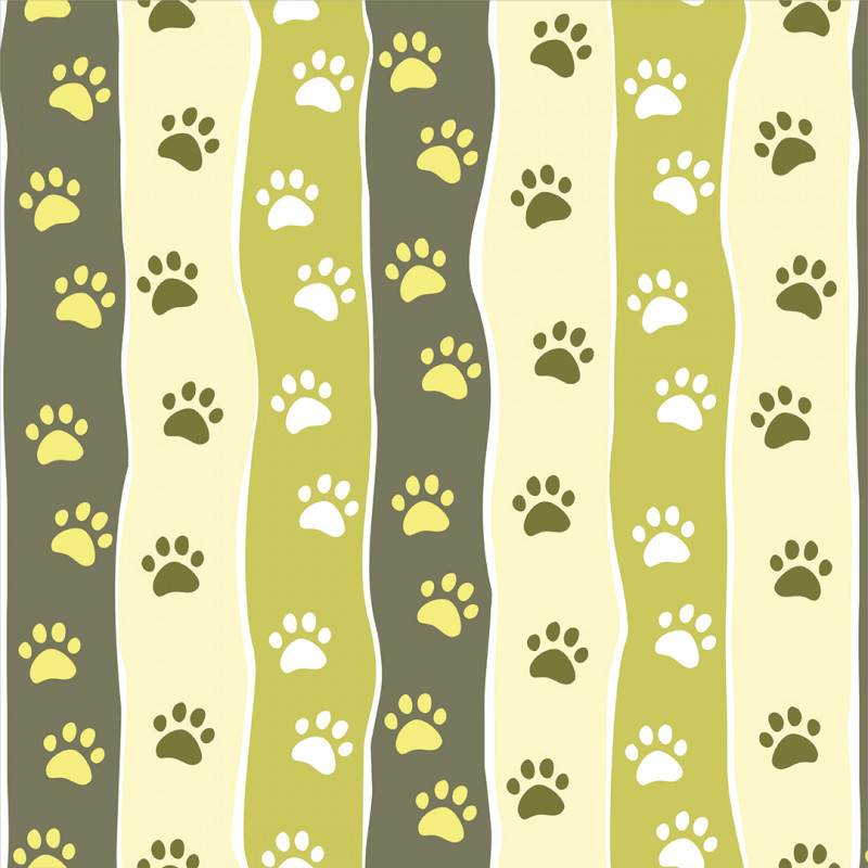 Papel De Parede Adesivo Animais - Patas/Patinhas Tons Verde e Amarelo