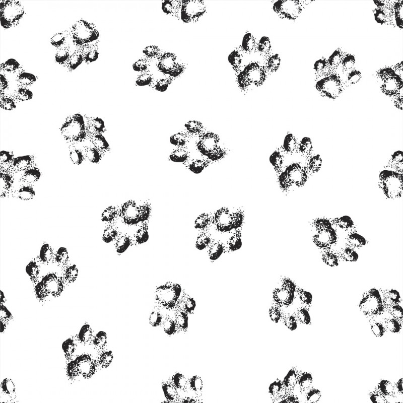 Papel De Parede Adesivo Animais - Patinhas de Cachorro Preto e Branco