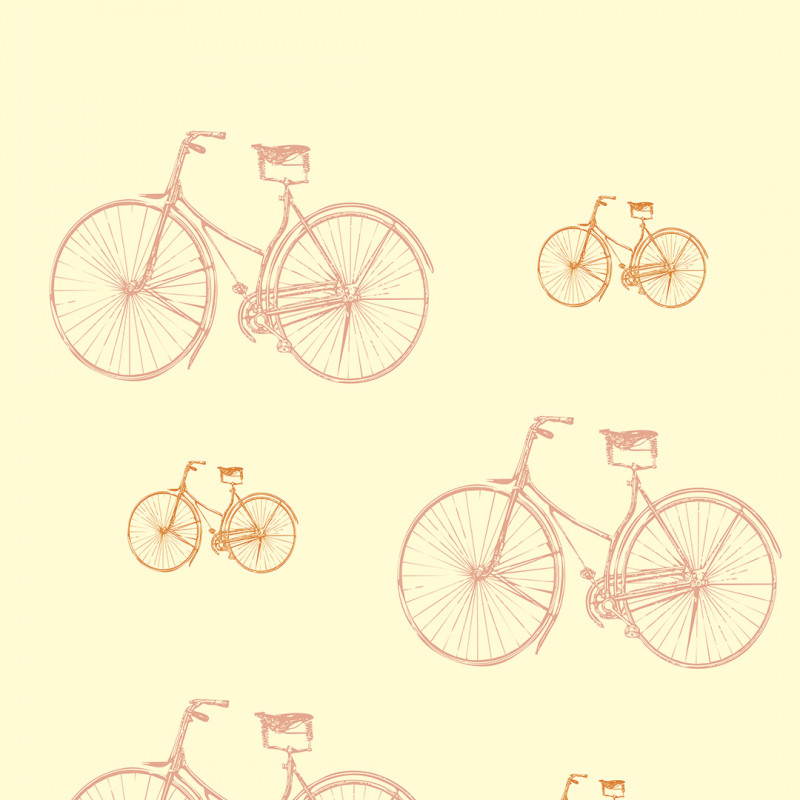 Papel De Parede Adesivo Casual - Casual Amarelo Bicicleta