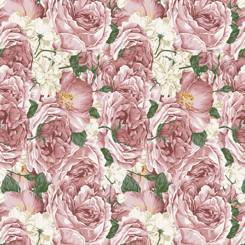 Papel De Parede Adesivo Floral - Floral Rosa Garden Roses