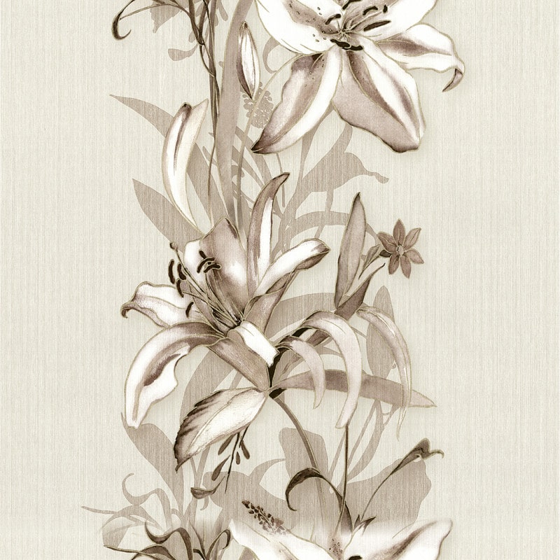 Papel De Parede Adesivo Floral - Floral Bege Coluna Flores Tons Nude