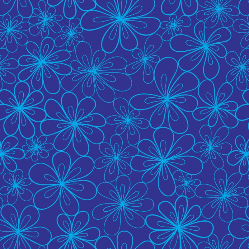 Papel De Parede Adesivo Floral - Floral Azul Flores Azuis