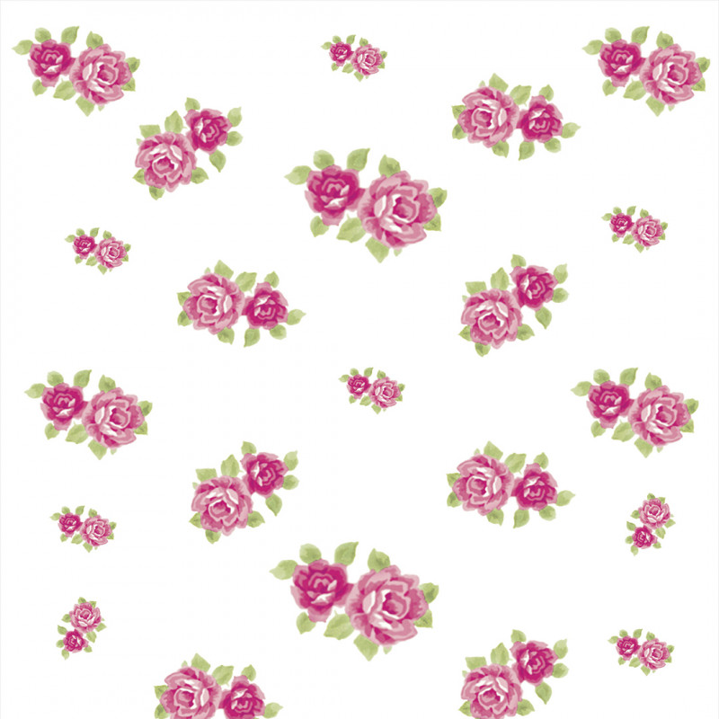 Papel De Parede Adesivo Floral -  Floral Rosa Sobre Branco