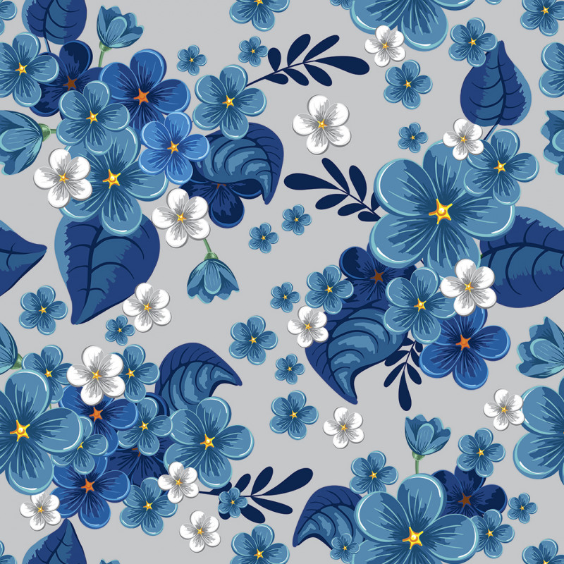 Papel De Parede Adesivo Floral -  Floral Pintura Tom Azul