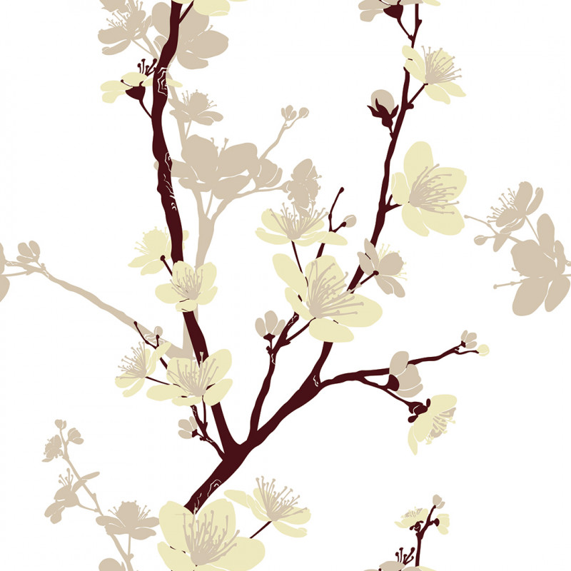 Papel De Parede Adesivo Floral - Floral Branco Cerejeira Nude