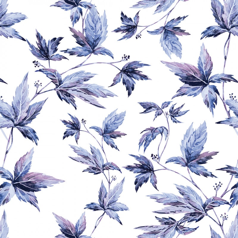 Papel De Parede Adesivo Floral - Floral Azul Flores Outono