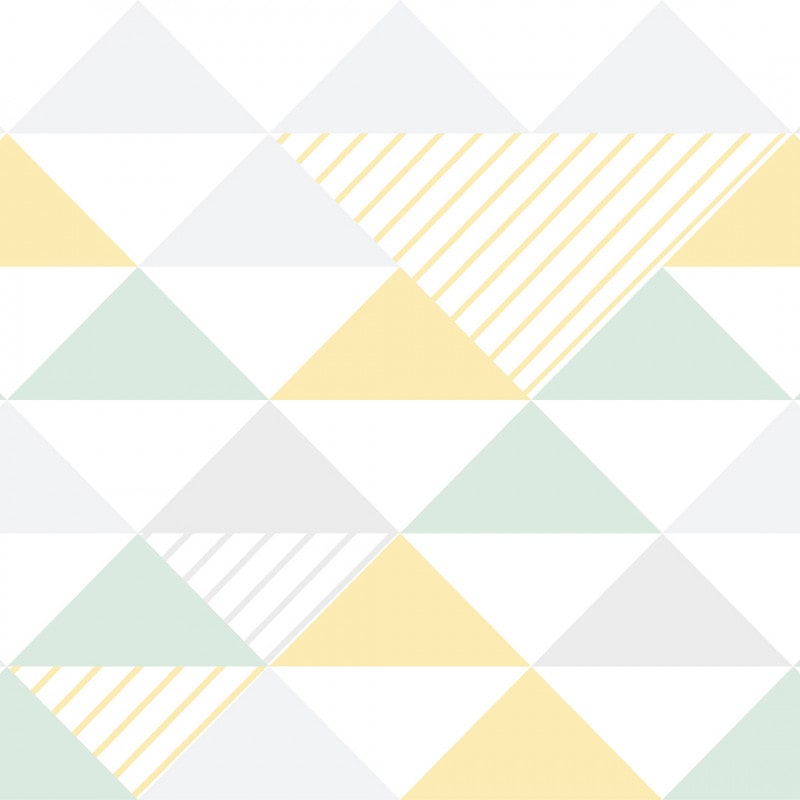 Papel De Parede Adesivo Geométrico - Geométrico Triângulos Verde Amarelo