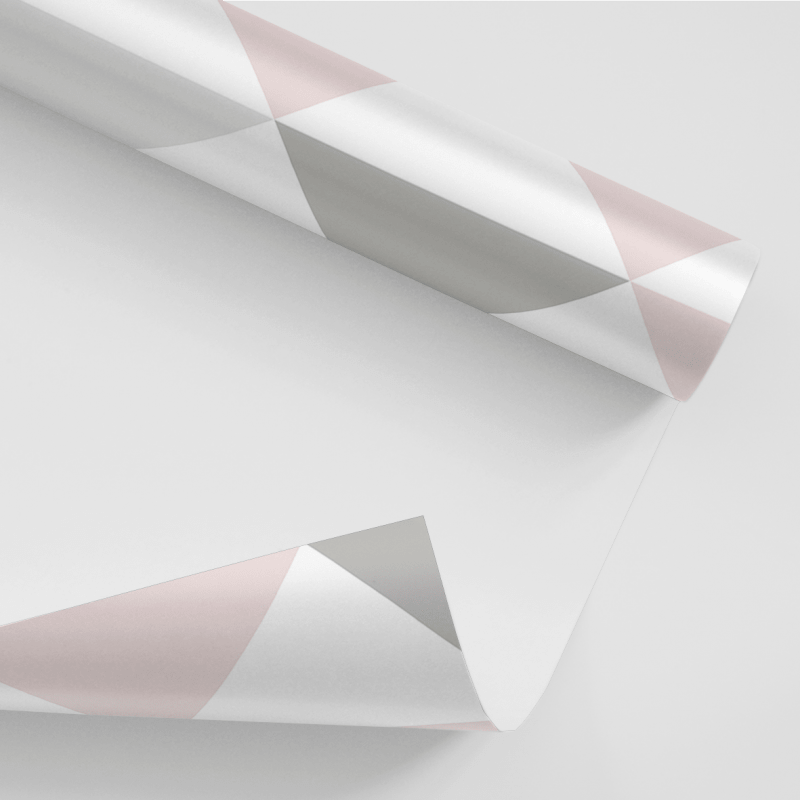 Papel De Parede Adesivo Geométrico - Triângulos Rosa Cinza 