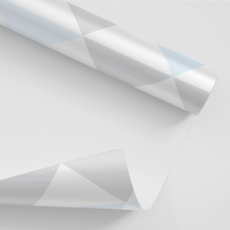 Papel De Parede Adesivo Geométrico - Triângulo Azul Claro Cinza E Branco