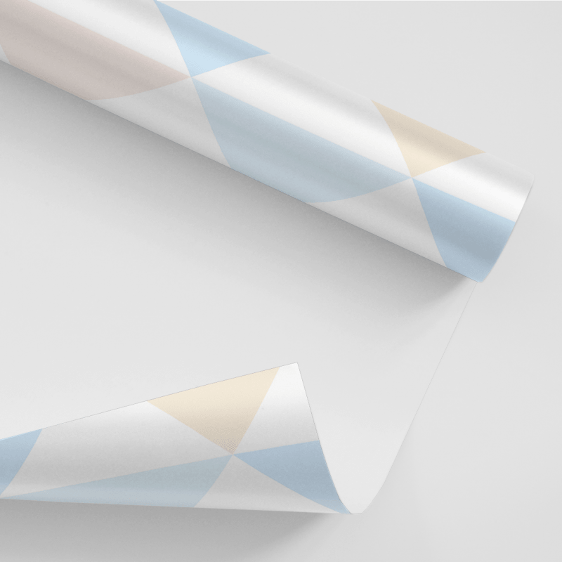 Papel De Parede Adesivo Geométrico - Geométrico Triângulos Azul Salmão