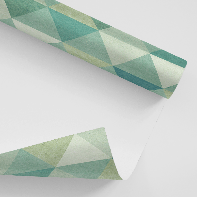 Papel De Parede Adesivo Geométrico - Geométrico Triângulos Tons Verde Chá