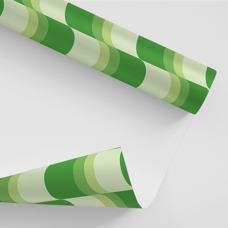 Papel De Parede Adesivo Geométrico - Geométrico Abstrato Ondas Verdes