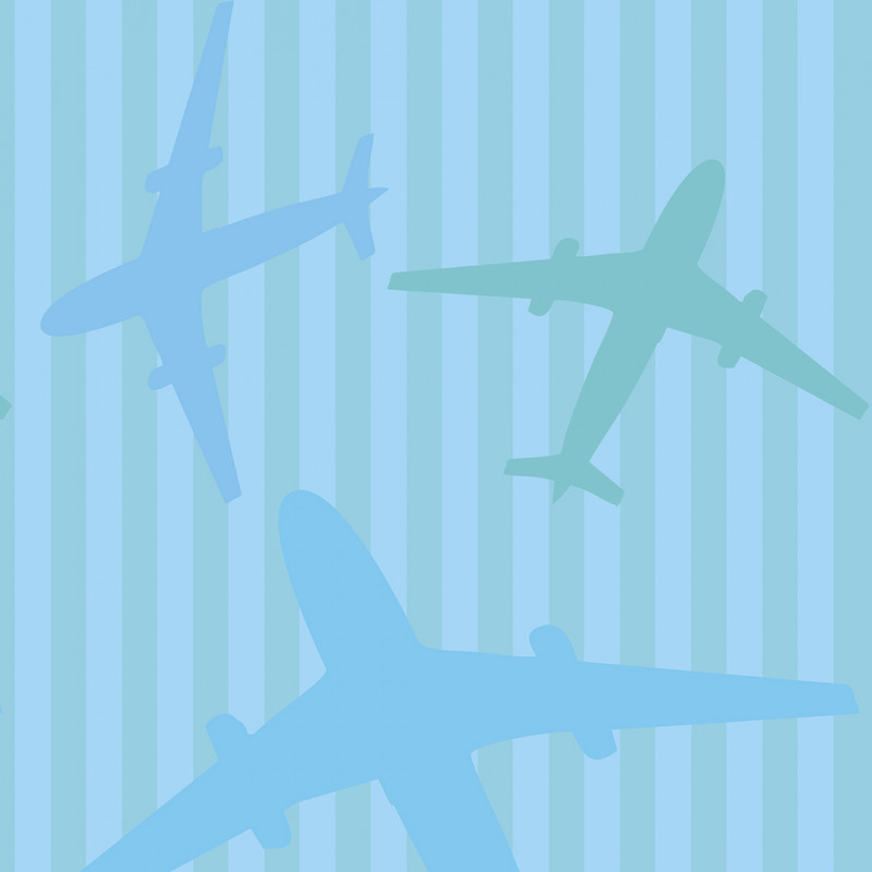 Papel De Parede Adesivo Infantil  - Infantil Aviões Tons Azuis