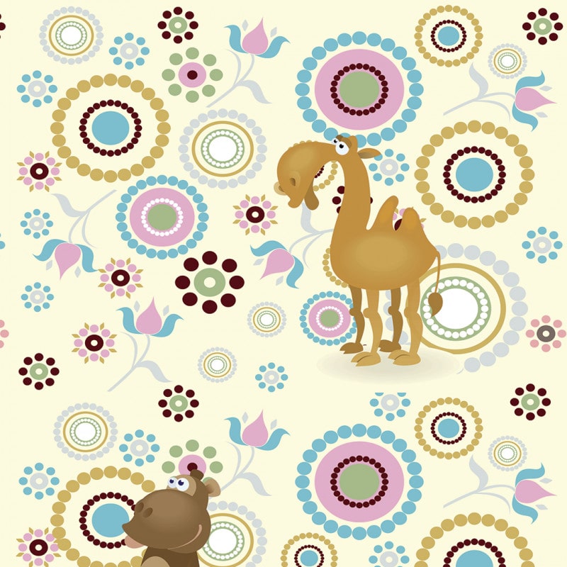 Papel De Parede Adesivo Infantil  - Infantil Camelo Círculos Abstratos