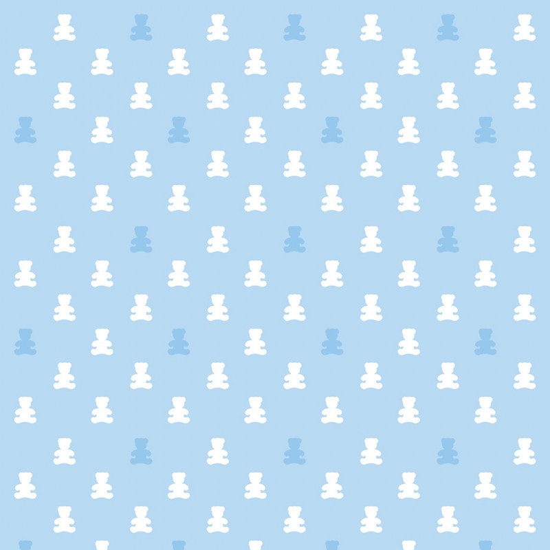 Papel De Parede Adesivo Infantil  - Infantil Azul Ursinhos Branco