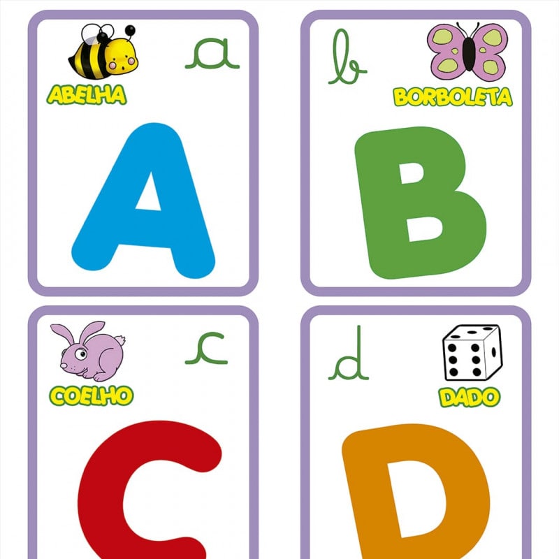 Papel De Parede Adesivo Infantil  - Infantil Alfabeto Colorido Borda Roxa