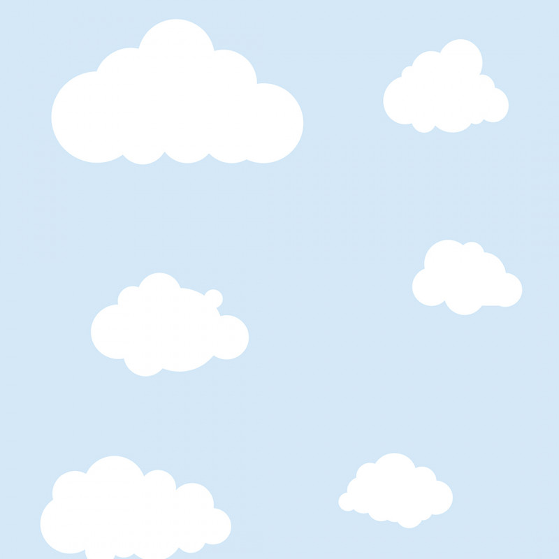 Papel De Parede Adesivo Infantil  - Infantil Céu Azul Nuvens Brancas