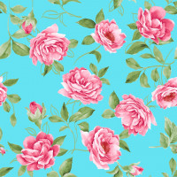 Papel De Parede Adesivo Floral - Floral Azul Turquesa Flores Rosas - Floral  Coloridas - Floral | Papel na Mão
