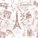 Papel De Parede Adesivo Casual - Casual Rosa Branco Torre Eiffel