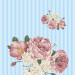 Papel De Parede Adesivo Floral - Floral Listrado Azul Flores Nude 