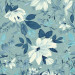Papel De Parede Adesivo Floral - Azul Flores Brancas