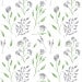 Papel De Parede Adesivo Floral - Floral Branco Ramos Verde Lilás