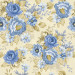 Papel De Parede Adesivo Floral - Floral Bege Flores Azuis