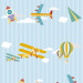 Papel De Parede Adesivo Infantil  - Infantil Azul Listras Aviões 