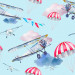 Papel De Parede Adesivo Infantil  - Infantil Avião E Paraquedas